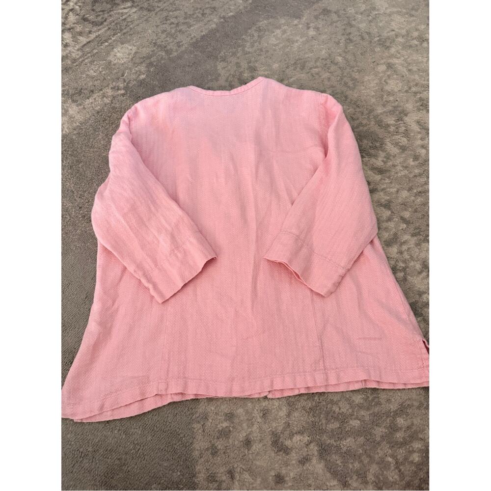 Eileen Fisher Light Dusty Pink Linen Textured Waffle Jacket Top Elegant Size XL - Picture 7 of 7